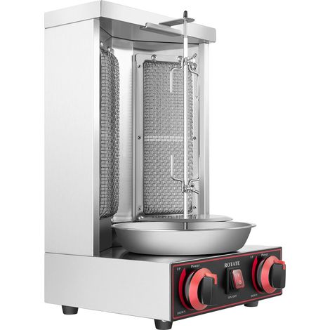 Machine à Shawarma, 2 Brûleurs, Construction en Acier Inoxydable, Noir (1/2)