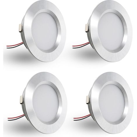 Lot de 4 Spot Encastrable,12V Dimmable,3W Extra Plat 14mm,IP44 Salle De Bain,Trou 55mm,Camping-Car Cuisine