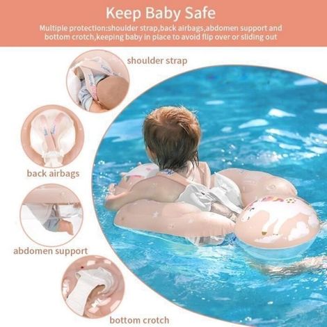 Cellfast – Bouée bébé rose 3-36 mois – Siège flottant avec auvent – Conception anti-renversement – Taille L pour piscine