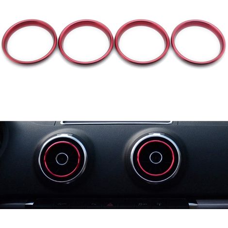 4-teiliges Set dekorativer Lüftungsringe, selbstklebend, für Autos, Klimaanlage und Lüftungsschlitze für Audi A3 S3 2013–2016 / Q2 2017 – Rot