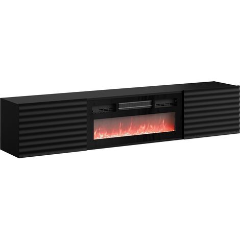Mueble TV Charlotte 206, Negro, Número de puertas: 0, Número de cajones: 0, 183x37x35cm (1/4)