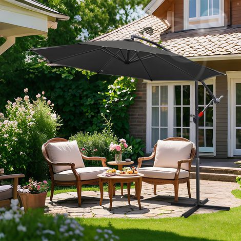Jiubiaz Sombrilla de jardín Ø 3 m – Gran sombrilla exterior para terrazas, balcones y comidas de verano Gris