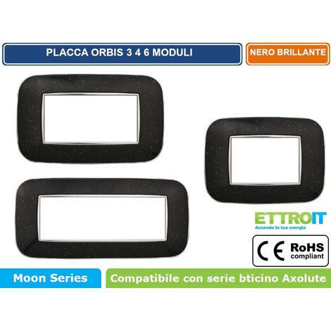 Placca Orbis Serie Moon 6P Colore Nero Brillante Compatibile Con Bticino Axolute (1/4)