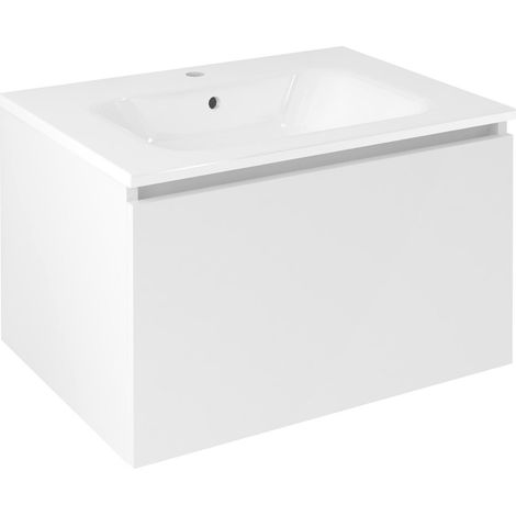 Meuble vasque LOREA 70x44x51,2cm, 1x tiroir, blanc mat (1/2)
