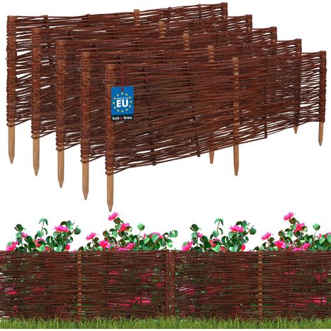 KOTARBAU® Lot de 5 Clôture Bois  - Bordure Jardin Extérieur - 100 x 40 cm - Bordure de Jardin en Osier à Planter - Marron - Cloture en Osier - Décoration Extérieure (1/5)