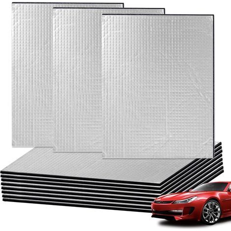 Set di 12 tappetini fonoassorbenti per auto, 40 x 25 cm, autoadesivi, spessore 5 mm, per isolamento acustico, ignifughi, resistenti all'umidità, impermeabili. (1/5)