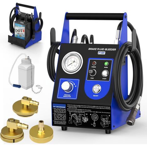 Purgeur de frein électrique automatique à une touche changement liquide  Pression réglable 0,5-2,5 bar 3 adaptateurs alu maître-cylindre compatible