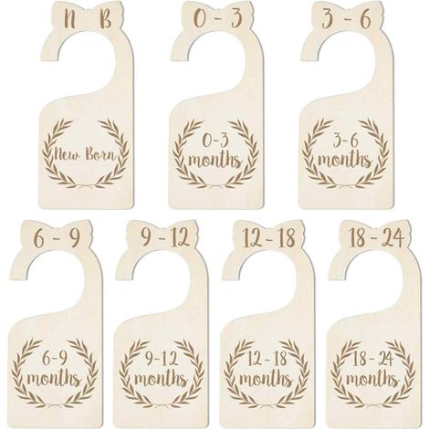 Lot de 7 cintres de rangement pour bébé avec étiquettes de suspension