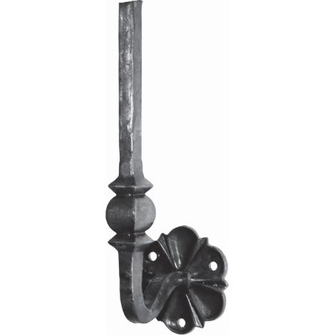 Deco Fer Forge – Support équerre martelé pour main courante – Fer forgé – Hauteur 360mm – Barreau carré 14mm – Platine à visser 3 trous