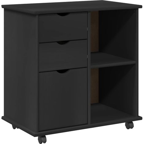 Gabinete rodante con rueda Negro 63,5 x 39 x 65,5 cm vidaXL
