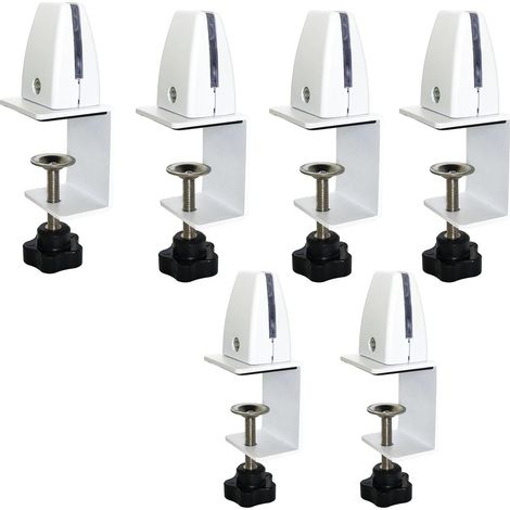 Set mit 6 verstellbaren Schreibtisch-Trennklemmen aus Aluminium-Plexiglas für Sicherheit und Datenschutz (weiß) (1/5)