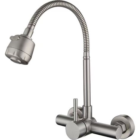 Wandmontierte Küchenarmatur aus Edelstahl 304 – 360° schwenkbar, langlebig und hygienisch (1/5)