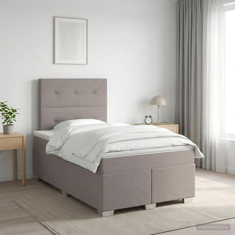 vidaXL Cama box spring con colchón con cabecera Topo 120 x 190 cm Tela (1/5)