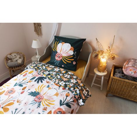 Parure de couette 140 x 200 "Minots" Réversible 100% Coton / 57 Fils/cm² - Champêtre - -