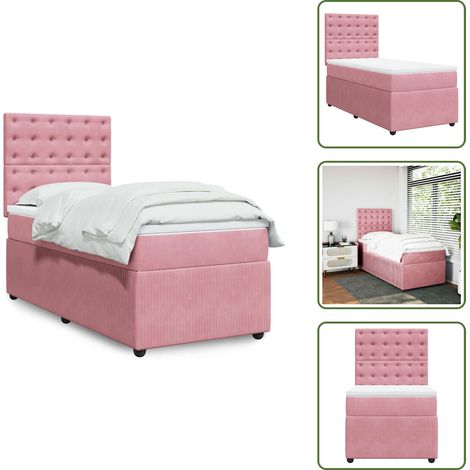 Sommier à lattes de lit avec matelas Rose 90x190 cm Velours - Sommier À Lattes De Lit - Sommiers À Lattes De Lit - Lit - Meuble De Chambre À Coucher (1/5)