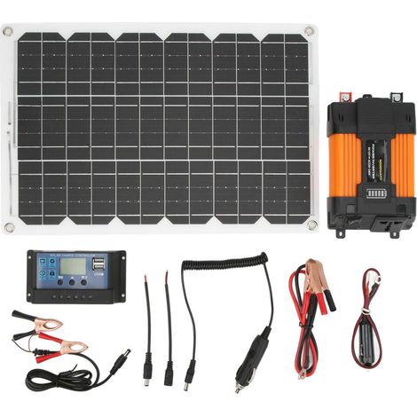 Tragbares Solarstromsystem, 4000W Wechselrichter, 30A, 12V, 24V, Laderegler, 18W Panel-Kit, 300W bei 220V.