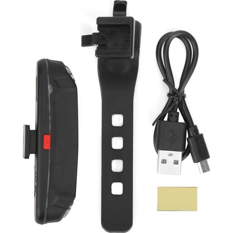 Feu arrière de vélo rechargeable USB, équipement de sécurité pour cyclisme, lumière clignotante rouge verte bleue WR01B (1/5)