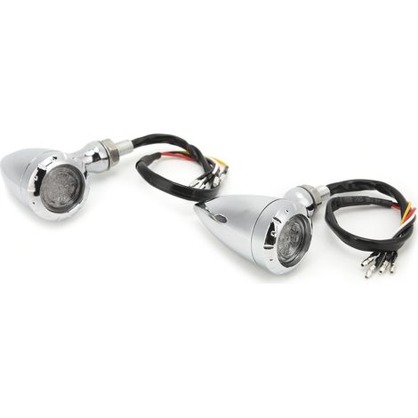 Clignotants LED Moto 2 Pièces Feux Ambre Rouge Coque Chromée Rétro Universel (1/5)