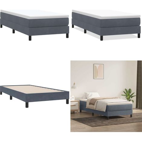 Giroletto a Molle senza Materasso Grigio Scuro 90x210cm Velluto - Letto a molle - Materasso a molle