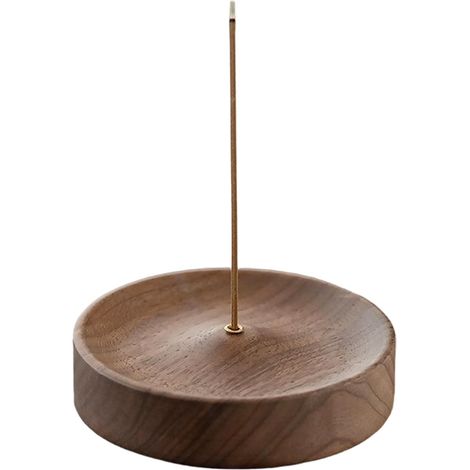 Porte Encens en Bois Ebene, Support Rond pour Bâtonnets Marron Foncé, Attrape Cendres de Décoration, Base Brûleur pour Maison et Bureau, 7.8 x 7.8 x 1.8 cm (1/5)