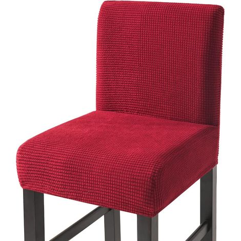 Housses de Chaise de Tabouret Couvre Chaise de Bar Extensibles Housses Chaise à Dossier Bas 4pcs Vin Rouge (1/5)