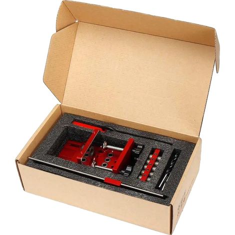 Guide de perçage à poche, alignement de tourillons réglable, design en aluminium durable, Boîte en carton (1/2)