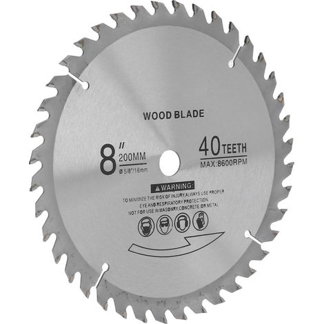 8-Zoll-Kreissägeblatt, 40 Zähne, Hartmetall, für Holz- und Metallbearbeitung (1/5)