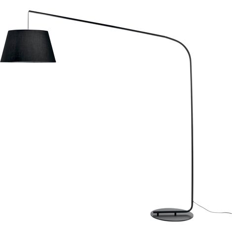 Piantana moderna curva in metallo nero con paralume tessuto 180cm Enjoy (1/3)