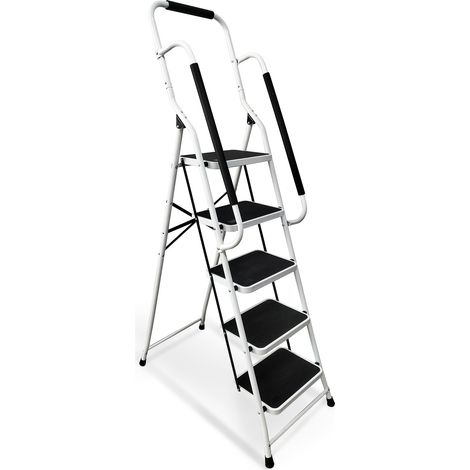 Escabeau 5 marches BMTESC5MC – Hauteur 157cm – Largeur 81cm – Pédales antidérapantes – Conception pliante pour rangement facile