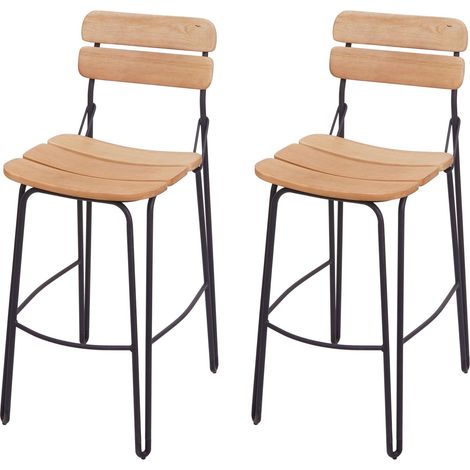 Set di 2 sgabelli da bar in legno industriale marrone naturale e metallo 040000148