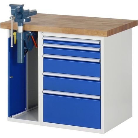 Établi Rau modèle 7511 avec 5 tiroirs et armoire l x p x h 1000x700x840mm (1/5)