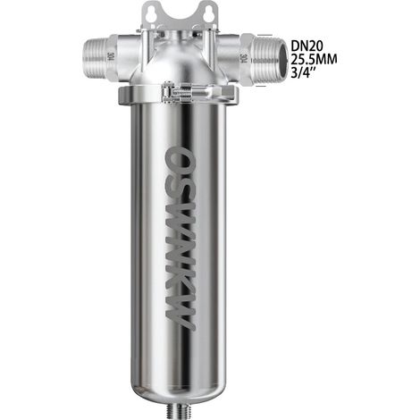 Système de filtration d'eau pour toute la maison, 10 pouces, pré-filtre en acier inoxydable 316L avec manomètre, 8L/minute, design durable et facile à nettoyer, DN20 (1/2)