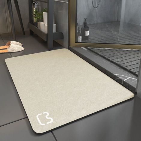 1 piece beige diatomite bath mat, absorbent, quick-drying, non-slip, beige, 50 x 80 cm (1/3)