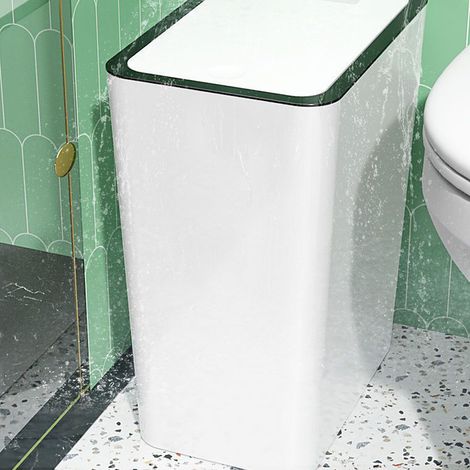 Haushaltsüblicher Abfalleimer mit Druckknopfverschluss für Badezimmer, Wohnzimmer, Küche, Toilette und Duschraum, geruchsdicht mit Druckknopfdeckel. (1/4)