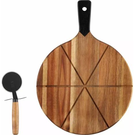 Planche à découper, plateau à pizza avec roulette à pizza, diamètre 30 cm (1/3)