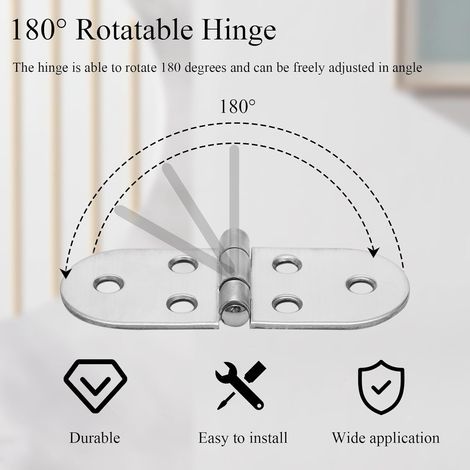 30 bisagras de acero inoxidable de 180 grados, bisagra invisible de 80 × 30 mm, bisagras pequeñas para muebles, armarios, mesas plegables, cajas de madera y ventanas. (1/4)