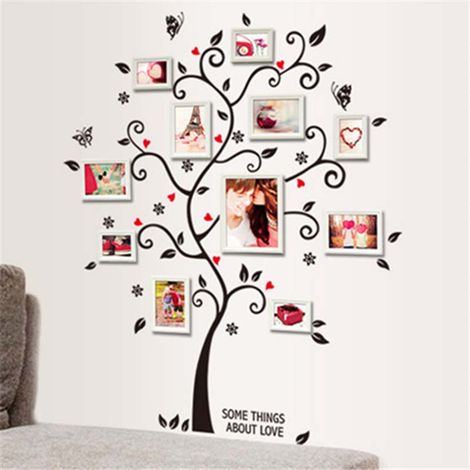Autocollants muraux photo arbre amovibles DIY, déco murale adhésive en PVC pour embellissement intérieur. (1/2)