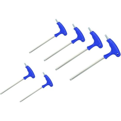 Set cacciaviti/giraviti 6 pezzi impronta doppia torx/ torx forati impugnatura a T