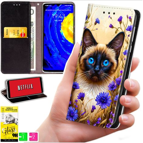 Custodia a portafoglio per Realme 14 Pro 5G - Stampa Bluemoon + Vetro 9H (1/5)