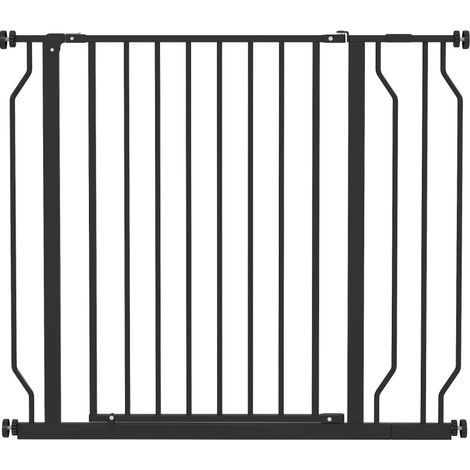 Puerta de seguridad para perros ajustable 75-95 x 76 cm de acero y ABS negro MODENUIT (1/5)