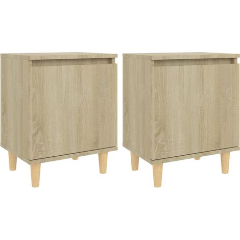 Lot de 2 Tables de chevet,Cabinet de chevet,Table de nuit pieds en bois Chêne sonoma 40x30x50 cm CFW517957 (1/5)