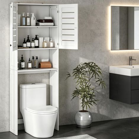 Möbel über Toilette & Waschmaschine, WC‑Aufbewahrungsschrank mit Doppeltür, Platzsparendes Badregal für Badezimmer (1/5)