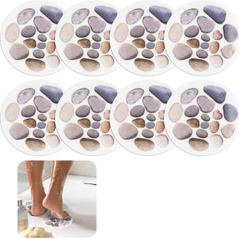 Pack de 8 Anti Dérapant Baignoire,15CM Autocollants de Douche Imperméables,Autocollants Ronds Baignoire Antidérapants avec Grattoir,Ultra thin Bathtub Non Slip Stickers pour Salle de Bain Piscines (1/5)