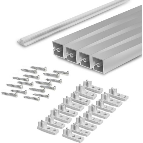 Emuca Lot mit 4 TraversenProfilen für Albeam für Küchenmöbel, mit Anschraubbeschlägen, Aluminium und Kunststoff, matt eloxiert