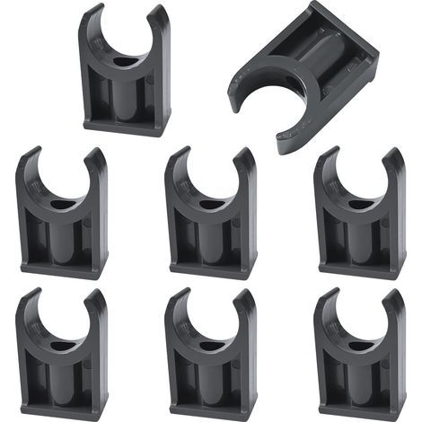 Set mit 8 PVC-Rohrschellen, TV-Ständer-Schellen, Aufhängehalterungen, schwarzen Montagehalterungen (20 mm) (1/5)