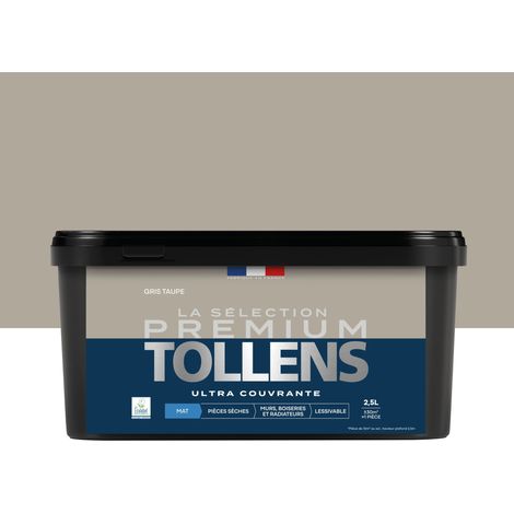 Tollens - Peinture intérieure couleurs - La Sélection Premium Mat - Ultra Couvrante - Gris Taupe 2,5 L - 30m²