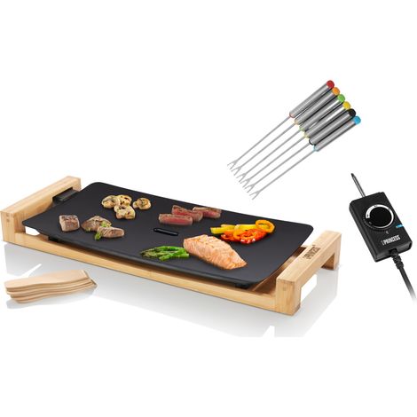 Teppanyaki Bambus Tischgrill & 6 Teppan Gabeln 25x50cm, 2200W (1/5)