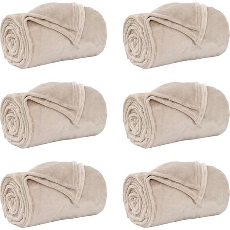 Coperte da Pile 6 pcs Beige 130 x 150 cm Panno vidaXL