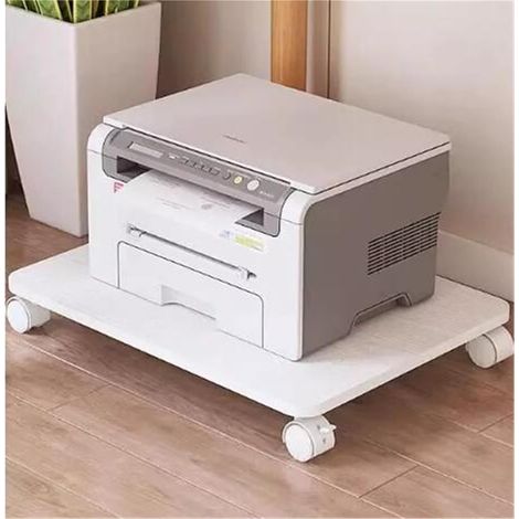 Support D’imprimante sous Le Bureau avec roulettes, Étagère Mobile pour Imprimante Laser, Copieur Ou Scanner, Chariot De Rangement Compact pour Bureau À Domicile(White,60x45x6.2cm) (1/5)