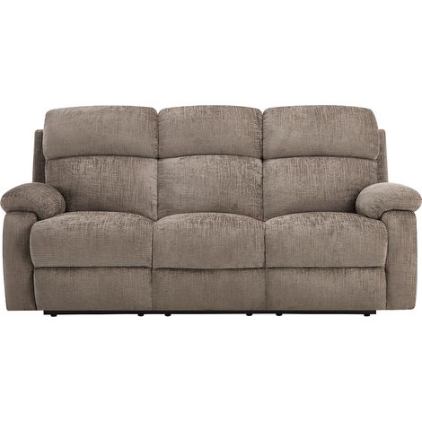 Canapé 3 places relax électrique massant en tissu chenille taupe KOCENI (1/4)